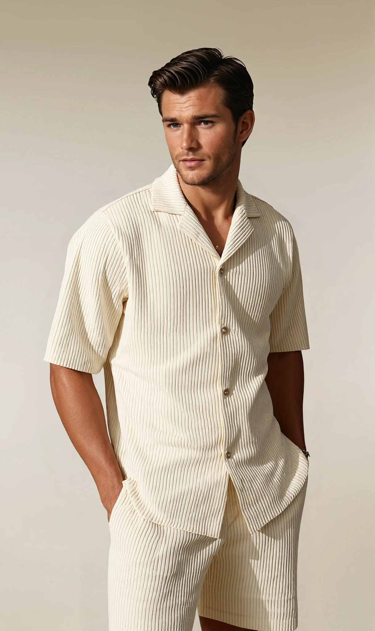 Stripped set beige