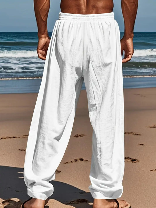 White Linen Seaside Trousers